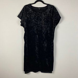 Torrid Crushed Velvet T-Shirt Dress Black 1X Short Sleeve